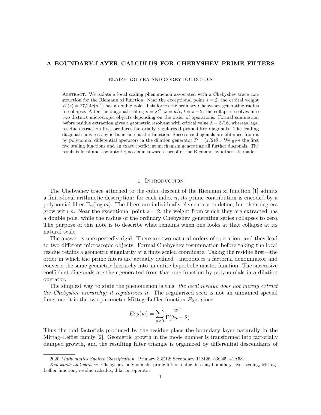 A Boundary-Layer Calculus for Chebyshev Prime Filters